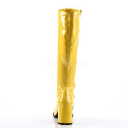 Funtasma 3″ Gogo Knee High Boots Patent Yellow Back Angle