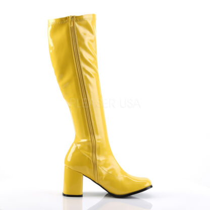 Funtasma 3″ Gogo Knee High Boots Patent Yellow Right Angle