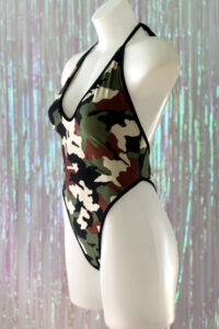 Siren Doll High Cut Low Front Bodysuit - Camo - Side