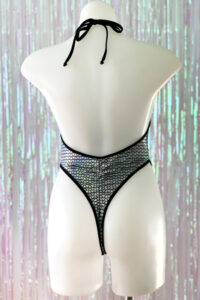 Siren Doll High Cut Low Front Bodysuit - Hologram - Triangles - Back