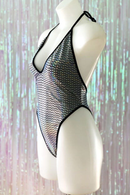 Siren Doll High Cut Low Front Bodysuit - Hologram - Triangles - Side