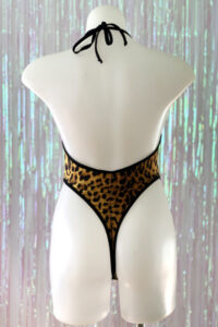 Siren Doll High Cut Low Front Bodysuit - Pick a Animal From 3 Pattern and Trim From 29 Colours - Leopard - Back