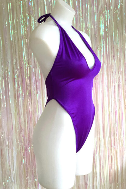 Siren Doll High Cut Low Front Bodysuit - Purple - Side