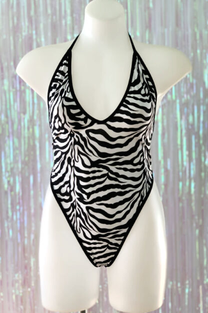 Siren Doll High Cut Low Front Bodysuit - Pick a Animal From 3 Pattern and Trim From 29 Colours - Zebra