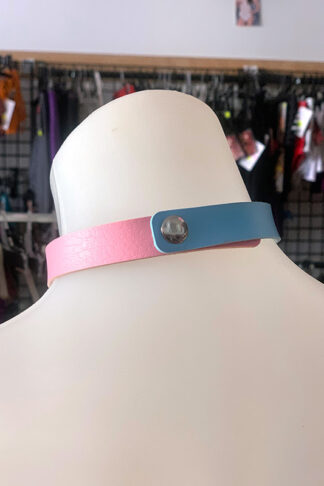 Love Heart Choker - Faux Leather- Baby Pink & Baby Blue Back