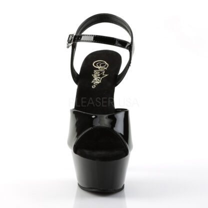 Pleaser 6" Kiss 209 Sandal Patent Black Front Angle