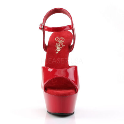 Pleaser 6" Kiss 209 Sandal Patent Red Front Angle