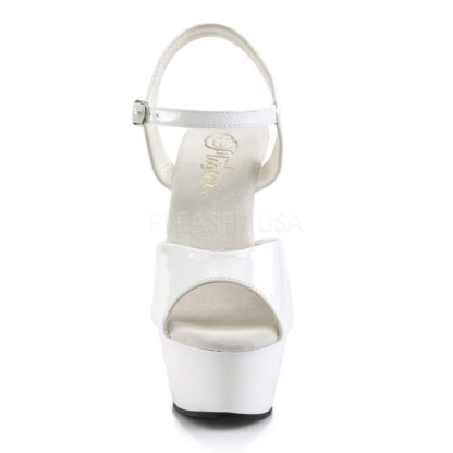 Pleaser 6" Kiss 209 Sandal Patent White Front Angle