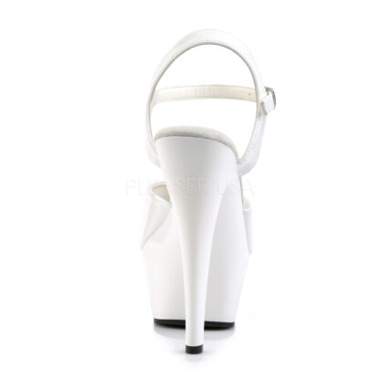 Pleaser 6" Kiss 209 Sandal Patent White Back Angle