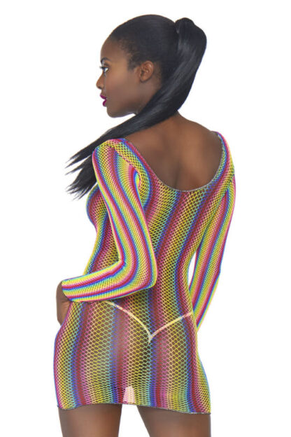 Rainbow Fishnet Mini Dress - Back 2