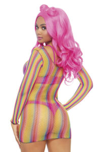 Rainbow Fishnet Mini Dress - Back