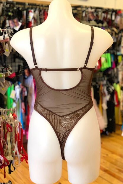 Lace Bodysuit Chocolate Brown Back