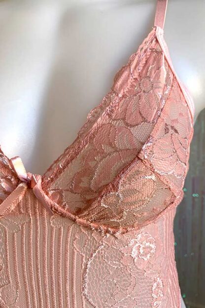 Lace Bodysuit - Pink Front 2