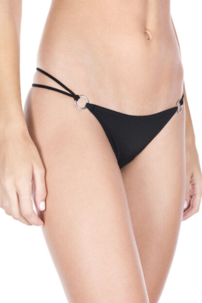 O-ring with back bow panty - Black