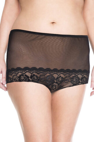 Back Button Crotchless Lace Panty - Queen Sizes