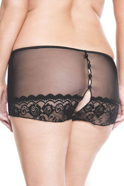 Back Button Crotchless Lace Panty - Queen Sizes Back