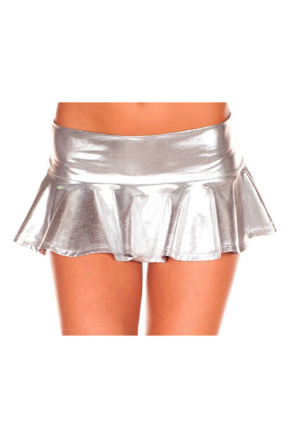 Metallic Pleated Mini Skirt - Silver