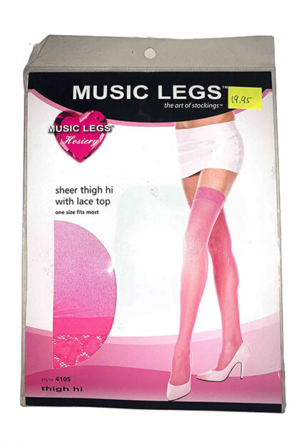 Lace Top Sheer Thigh Hi - Neon Pink