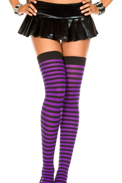 Striped Thigh Hi - Black & Purple