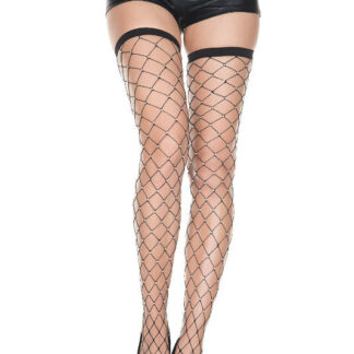 Diamond Net Rhinestone Thigh High