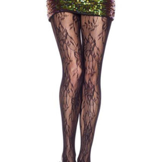 Vintage Design Lace Spandex Pantyhose - Black