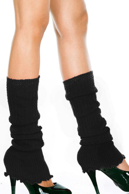 Ribbed Acrylic Footless Leg Warmers - Black