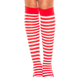 Striped Knee Hi - Red & White