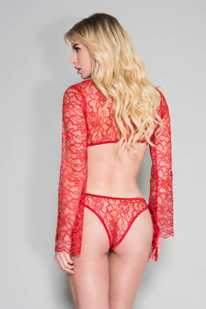 Tie Front Top with Matching Side Tying Strings Panty - Red Back