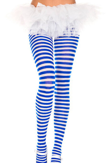 Striped Tights White & Blue