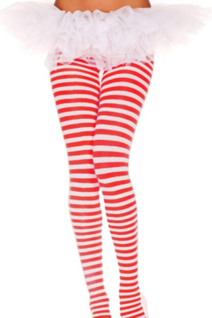 Striped Tights White & Red