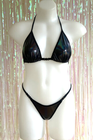 Siren Doll Medium Cup Bikini Set - Black Hologram