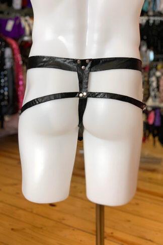Men's PVC Studded Chain G-string - Black Back