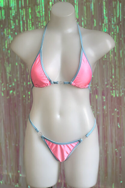 Siren Doll Micro Cup Bikini Set - Barbie Pink & Baby Blue Front