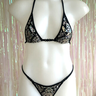 Siren Doll Micro Cup Bikini Set - Black Grace Hologram