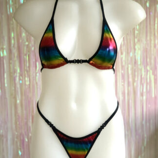 Siren Doll Micro Cup Bikini Set - Rainbow Metallic