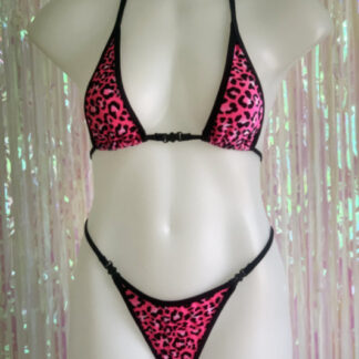 Siren Doll Micro Cup Bikini Set - Velvet Hot Pink Leopard