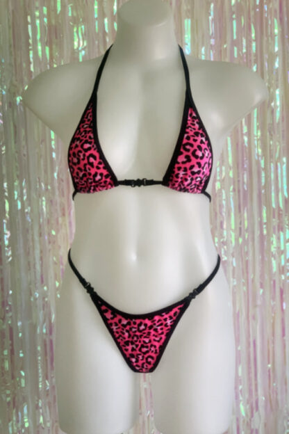 Siren Doll Micro Cup Bikini Set - Velvet Hot Pink Leopard