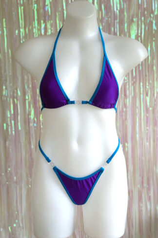 Siren Doll Micro Cup Bikini Set - Purple with Turquoise Trim