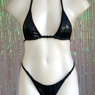 Siren Doll Micro Bikini Set - Hologram - Black Front