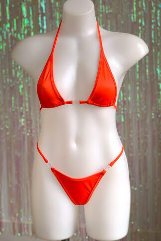 Siren Doll Micro Cup Bikini Set - Neon Orange Front