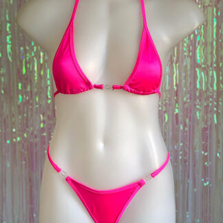 Siren Doll Micro Cup Bikini Set - Neon Pink Front