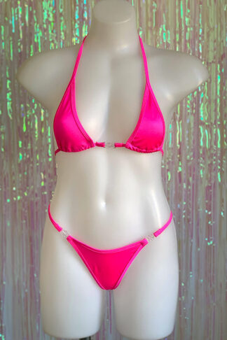 Siren Doll Micro Cup Bikini Set - Neon Pink Front