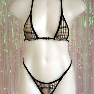 Siren Doll Micro Cup Bikini Set - Tartan Burberry Front