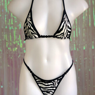 Siren Doll Micro Cup Bikini Set - Zebra Front
