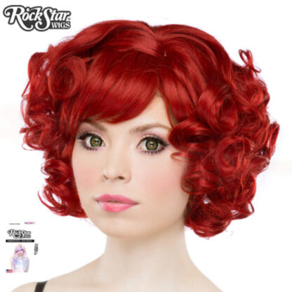 Gothic Lolita Wigs Curly Bob - Crimson Red 2