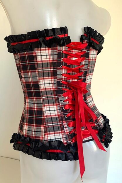 Red & Black Checkered Corset Back