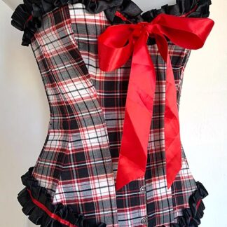 Red & Black Checkered Corset Front