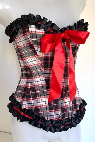 Red & Black Checkered Corset Front