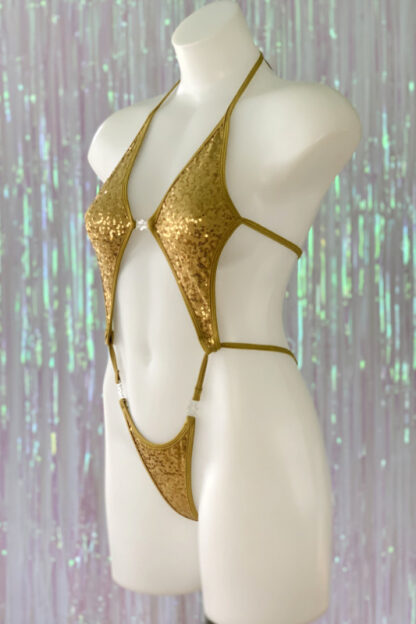 Diamonds Clip Front Bodysuit - Sequin - Side