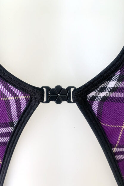 Diamonds Clip Front Bodysuit - Tartan - Purple - Clip